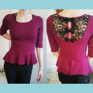 Peplum Lace Top - 3/4 Sleeve